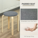 Stackable Wood Stools Set of 4, Stacking Kitchen Stools with Padded Seat for Dining Room