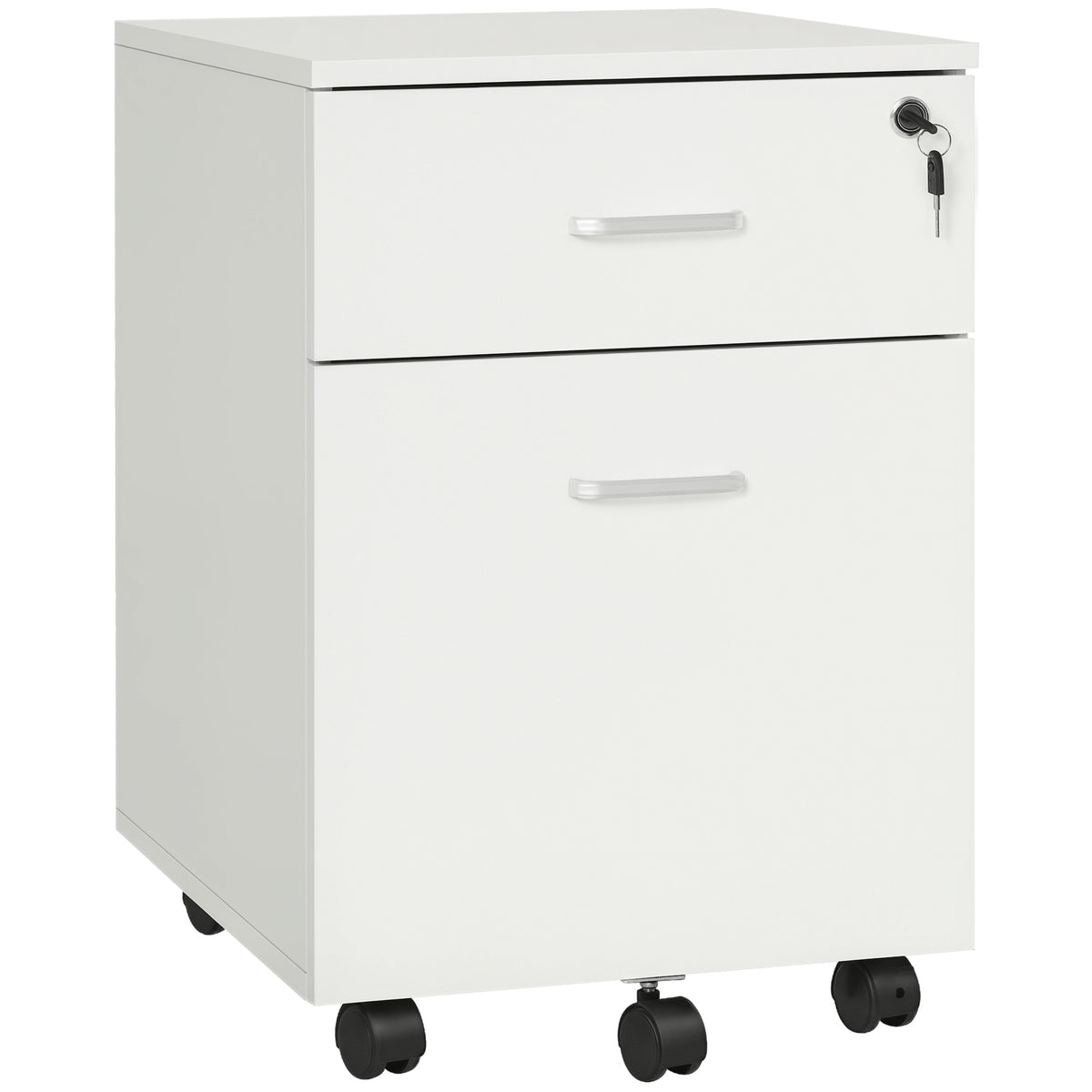 2 Drawer File Cabinet with Lock and Keys, Mobile Vertical Filing Cabinet with Wheels and Drawers