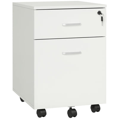 2 Drawer File Cabinet with Lock and Keys, Mobile Vertical Filing Cabinet with Wheels and Drawers