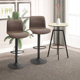 Bar Stools Set of 2, Swivel Counter Height Bar Stools with Adjustable Height and Footrest, PU Leather Upholstered Kitchen Stool for Breakfast Bar