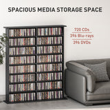 8-Tier DVD Shelf with 12 Adjustable Shelves, Holds 720 CDs, 396 DVDs or 396 Blu-rays