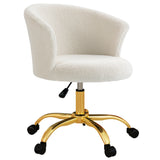 Armless Office Chair, Fluffy Computer Desk Chair with Adjustable Height, Swivel Wheels, Mid Back