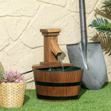 Outdoor Waterfall Fountain, Garden Wood Barrel