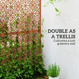 Decorative Outdoor Privacy Panel with Stand, Freestanding Metal Outdoor Divider for Garden