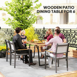 Wooden Outdoor Dining Table for 6 with 2