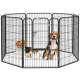 Parc de jeux pour animaux de compagnie 8 panneaux clôture maison bricolage métal lourd pliable intérieur extérieur 39