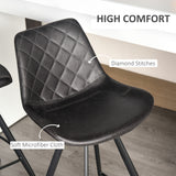 Ensemble de 2 tabourets de bar en microfibre, chaise de bar avec pieds en métal siège à coussin rembourré pour salle à manger