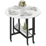 Folding Dining Table, Drop Leaf Table with Open Shelf, Rolling Kitchen Table for Dining Room, Small Spaces