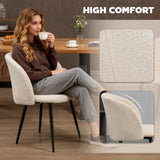 Lot de 2 chaises de salle à manger, chaises de cuisine rembourrées en tissu sherpa avec dossier et pieds en acier