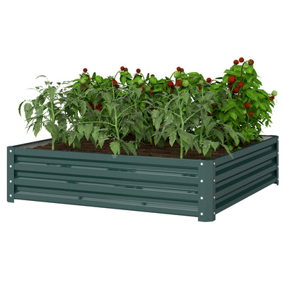 4' x 4' x 1' Raised Garden Bed Galvanized Steel Planter Box for Vegetables