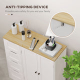 Freestanding Bathroom Floor Cabinet, Modern Bathroom Cabinet with Adjustable Shelf, 4 Drawers and 2 Doors