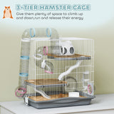 3-Tier Hamster Cage, Portable Gerbil Cage with Exercise Wheels