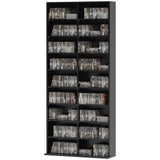 9-Tier DVD Shelf with 18 Compartments and 14 Adjustable Shelves, Holds 640 CDs, 360 DVDs or 430 Blu-rays