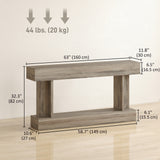 63 Inch Long Console Table, Vintage Narrow Entryway Table with Storage Shelf for Living Room and Hallway