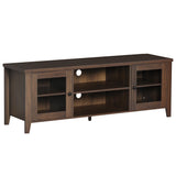 Fireplace TV Stand for TVs up to 60 inches, Wood TV Cabinet w/ Storage Doors or Living Room