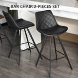 Ensemble de 2 tabourets de bar en microfibre, chaise de bar avec pieds en métal siège à coussin rembourré pour salle à manger