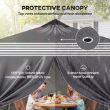 10 x 10 ft Pop Up Canopy Tent with 4 Sidewalls, UPF 50+ 1-Button Push Outdoor Instant Canopy with Wheeled Bag