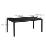 Rectangular Outdoor Dining Table for 8 People with Tempered Glass Top and Aluminum Frame