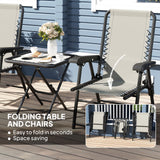 Ensemble bistro patio 3 pièces, ensemble table et chaises pliantes extérieures, ensemble de mobilier patio en métal avec porte-verres
