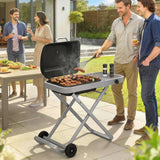 Portable Propane Gas BBQ Grill with Foldable Cart, Wheels, 9500 BTU Gas Barbecue Grill with Piezo Ignition Burner