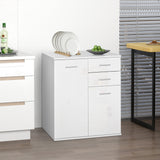 High Gloss Sideboard with 2 Drawers and 2 Doors, Buffet Cabinet with Adjustable Shelf, Coffee Bar Cabinet with Storage