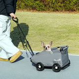 4 Wheels Folding Lightweight Pet Stroller with Universal Handle Rod, Storage Bag