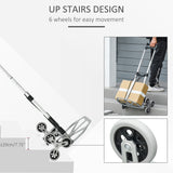 6-Wheels Stair Climber Hand Truck, Dolly Heavy Duty Folding Steel Load Cart with Adjustable Telescoping Handle for Moving