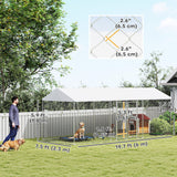 Outdoor Dog Kennel with Two Rooms, Escape-Proof Lock