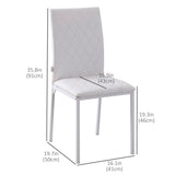 Modern Dining Chairs Set of 4, Upholstered Faux Leather Kitchen Chairs with Rhombic Tufting and Metal Legs for Living Room