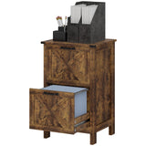 Vertical Filing Cabinet with 2 Drawers, Rustic Farmhouse Office Storage Cabinet for A4, Letter Size