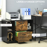 Lateral Filing Cabinet with Wheels and Lockable Drawer, Mobile Printer Stand with Open Shelves for Letter and A4 Size Documents for Home Office