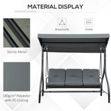 Convertible Patio Swing Bed with Canopy and Cushions, 3 Seater Porch Swing for Outdoor