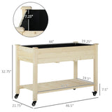 Mobile Raised Garden Bed Elevated Wood Planter Box with Lockable Wheels, Storage Shelf for Herbs Vegetables