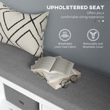 Shoe Storage Bench with Cushioned Seat, Entryway Bench Seat with 2 Cabinets and Adjustable Shelf for Hallway