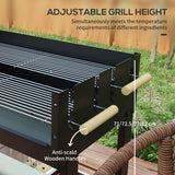 Barbecue au charbon de bois, chariot de barbecue avec double grille réglable, table d'appoint, tablette de rangement et roues