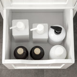 Narrow Bathroom Cabinet with 3 Drawers and 2 Tier Shelf, Tall Cupboard Freestanding Linen Tower
