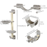 4Pcs Cat Wall Shelf with Scratching Post, Cat Wall Shelves for Relaxing