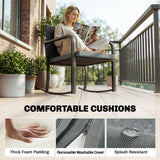 Ensemble de bistro berçant 3 pièces, mobilier de patio extérieur avec coussins