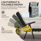 Outdoor Lounge Chair with Padded Cushion, Folding Reclining Patio Garden Chair with Recline Back, Footrest