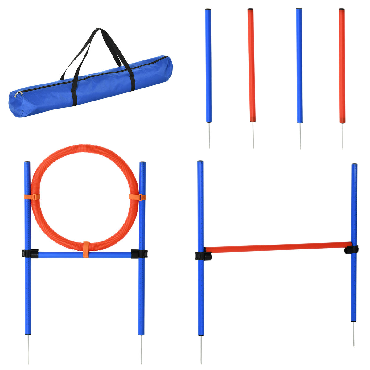 Kit d'entraînement d'agilité pour chien saut haut poteau de slalom anneau entraînement obéissance équipement ajustable portable