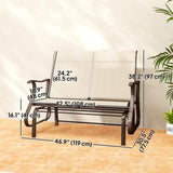Chaise berçante glissante extérieure 2 places, berçante de patio avec siège à mailles et dossier, cadre en acier pour l'extérieur