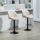 Ensemble de 2 tabourets de bar, Tabourets pivotants avec dossier, hauteur ajustable et repose-pieds pour îlot de cuisine