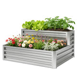 2 Tier Galvanized Raised Garden Bed, Steel Planter Box for Vegetables, 47