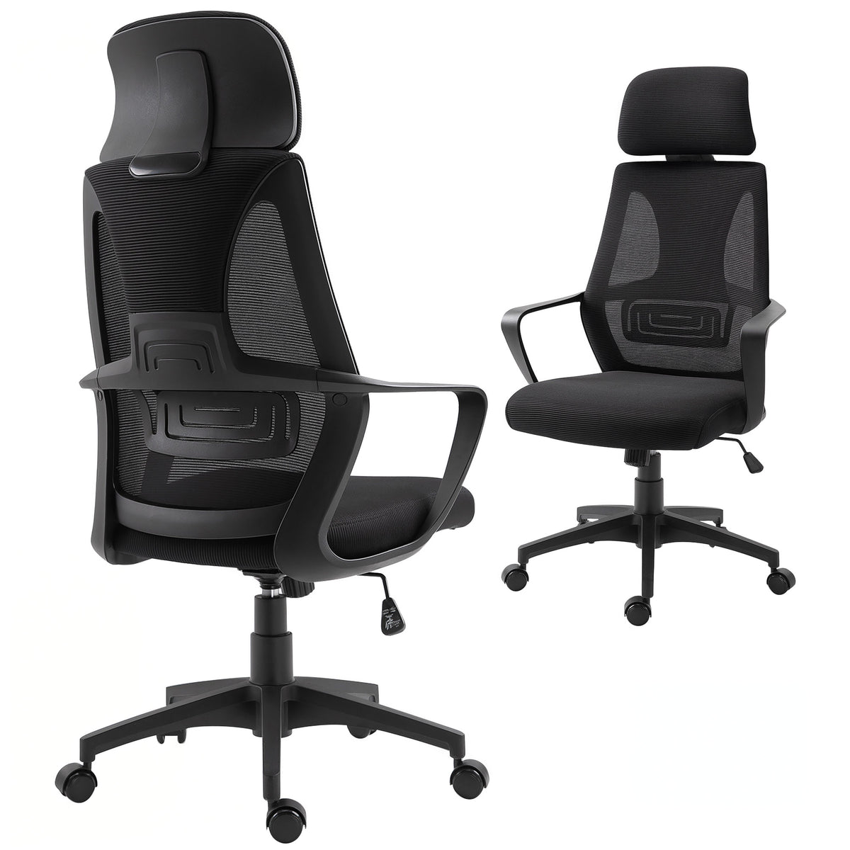 Fauteuil de bureau en maille avec appui-tête réglable en hauteur, chaise de bureau ergonomique avec angle d'inclinaison réglable, siège pivotant réglable en hauteur avec support lombaire pour le bureau