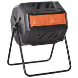 Tumbling Compost Bin Outdoor Dual Chamber 360° Rotating Composter 43 Gallon with Sliding Doors