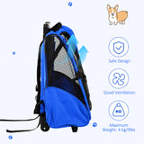 2-IN-1 Pet Luggage Box Backpack Carrier Cats Dogs w/ Handle, Rolling Wheel
