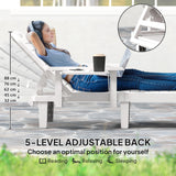 Set of 2 Tanning Chair, 5 Positions Adjustable Outdoor Lounge Chairs with Foldable Side Table