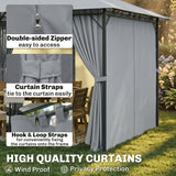13'L x 10'W x 8.7'H Patio Gazebo Outdoor 2-Tiers Garden Canopy Yard Sunshade Shelter with Curtains