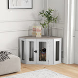Dog Crate Furniture with Cushion, 41 Inch Corner Design Dog Crate End Table for Medium Dogs