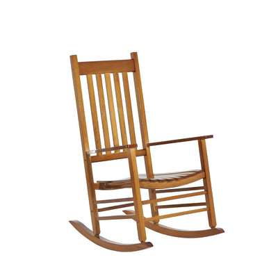 Wooden Porch Rocking Chair Outdoor Patio Rocker Garden Single Leisure Reclining Seat Armchair